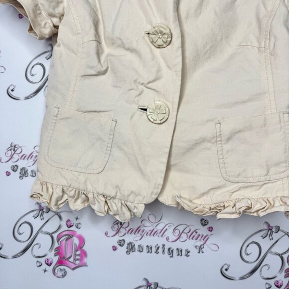 Elevenses blazer tshirt cardigan style top button up beige tan cream floral π - Picture 5 of 10